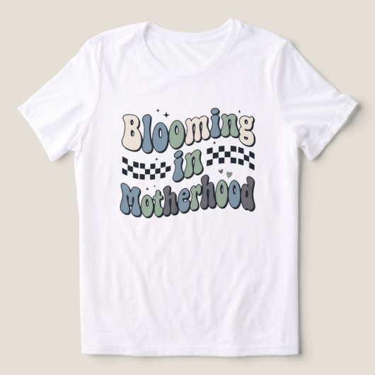 Aufblühende Mutterschaft Groovy Karierte Mama-Gesc Tri-Blend Shirt (Design Vorderseite)