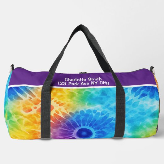 Aufblühende Regenbogen-Tie-Dye-Reise Duffle Bag (Vorderseite)
