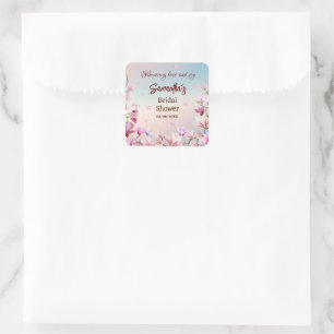 Aufblühende Romanze - Brautbadesticker Quadratischer Aufkleber