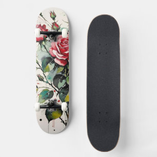 Aufblühende Rosen Aquarell Skateboard