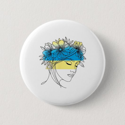 Aufblühender Frieden Frauenprofil Ukraine 1 Button (Vorderseite)