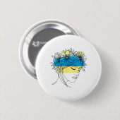 Aufblühender Frieden Frauenprofil Ukraine 1 Button (Vorne & Hinten)