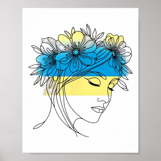 Aufblühender Frieden Frauenprofil Ukraine 1 Poster (Vorne)