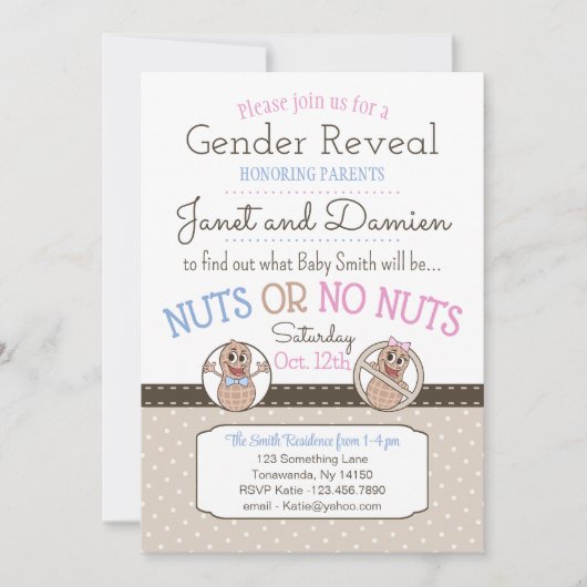 Aufdeckende Einladung von Nuts oder No Nuts (Vorderseite)