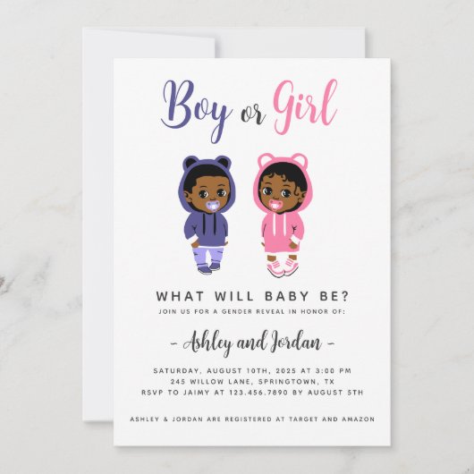 Aufdeckung der Einladung Cooler schwarzer Babys (Vorderseite)