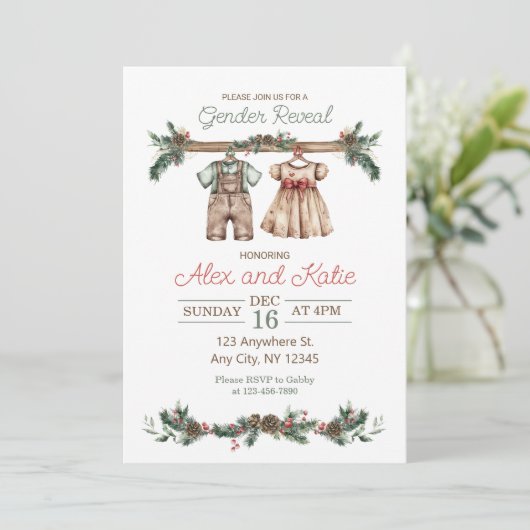 Aufdeckung der Einladung für Weihnachtsgeschlechte (Stehend Vorderseite)