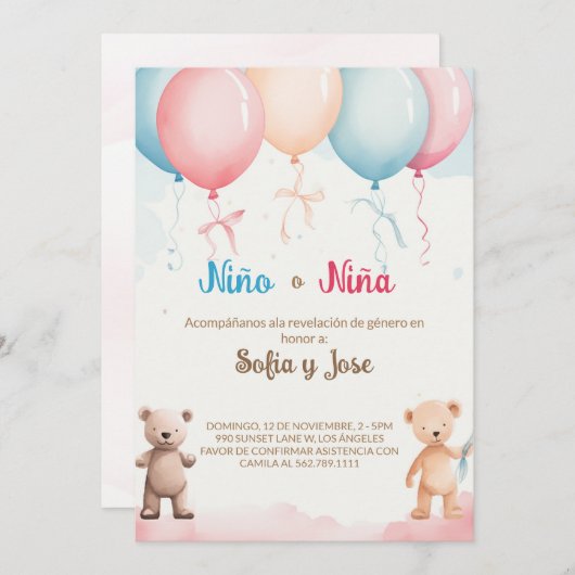 Aufdeckung der Einladung von Azul o Rosa (Vorne/Hinten)