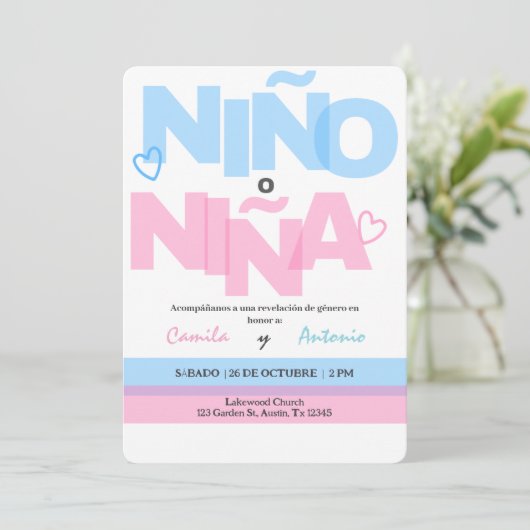 Aufdeckung der Einladung von Boho Pink oder Blue d (Stehend Vorderseite)