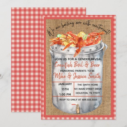 Aufdeckung der Einladung von Crawfish Boil (Vorne/Hinten)