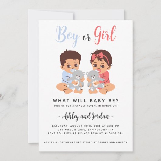 Aufdeckung der Einladung von Jungen oder Mädchen (Vorderseite)