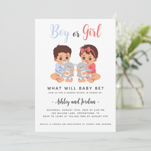 Aufdeckung der Einladung von Jungen oder Mädchen (Stehend Vorderseite)