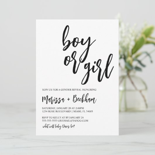 Aufdeckung der Einladung von Jungen oder Mädchen (Stehend Vorderseite)