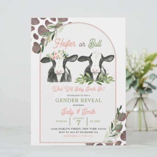 Aufdeckung der Einladung von Kuhgeschlechtern (Stehend Vorderseite)