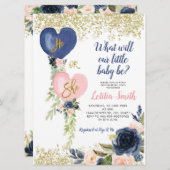 Aufdeckung der Einladung von Navy und Blush Balloo (Vorne/Hinten)