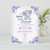 Aufdeckung der Erdnusseinladung Lila Aquamarin Einladung (Stehend Vorderseite)