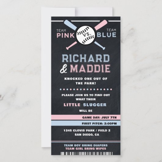 Aufdeckung der Gender Baseball-Invasion, blau oder (Vorderseite)