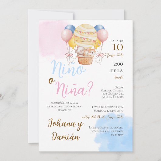 Aufdeckung der spanischen Geschlechterperspektive Einladung (Vorderseite)