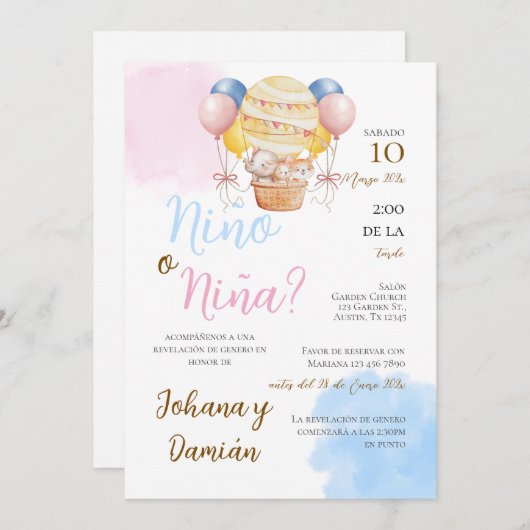 Aufdeckung der spanischen Geschlechterperspektive Einladung (Vorne/Hinten)