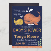 Aufdeckung der Whale-Baby-Dusche für Geschlecht Einladung (Vorne/Hinten)