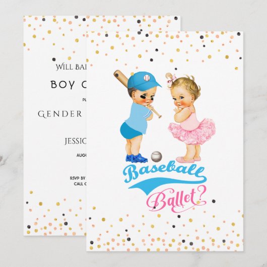 Aufdeckung des Brieftasengeschlechts bei Babys Einladung (Vorne/Hinten)