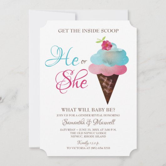 Aufdeckung des Eiskremgeschlechts Einladung (Vorderseite)