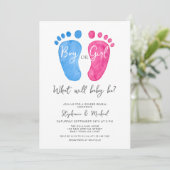 Aufdeckung des Geschlechts bei Jungen oder Mädchen Einladung (Stehend Vorderseite)