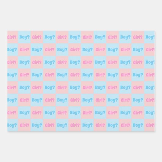 Aufdeckung des Geschlechts bei Jungen oder Mädchen Geschenkpapier Set (Vorderseite)