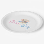 Aufdeckung des Geschlechts bei Jungen oder Mädchen Pappteller (Schrägansicht)