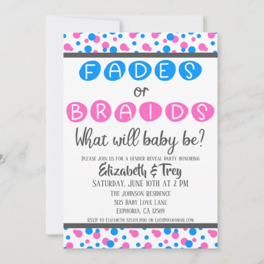 Aufdeckung des Geschlechts bei Kindern - Einladung (Vorderseite)