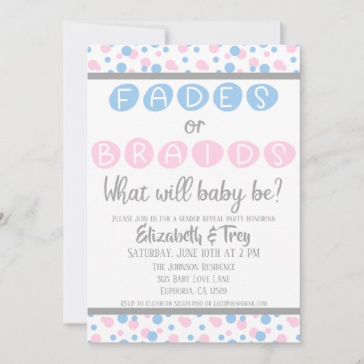 Aufdeckung des Geschlechts bei Kindern - Einladung (Vorderseite)