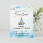 Aufdeckung des Geschlechts bei Nautical Sailboat Einladung (Stehend Vorderseite)