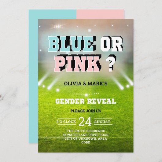 Aufdeckung des Geschlechts im Stadion Blue oder Pi Einladung (Vorne/Hinten)