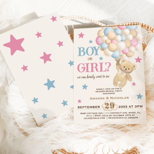 Aufdeckung des Geschlechts von Bären oder Mädchen Einladung