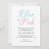 Aufdeckung des Geschlechts zu blau oder rosa Einladung (Vorderseite)