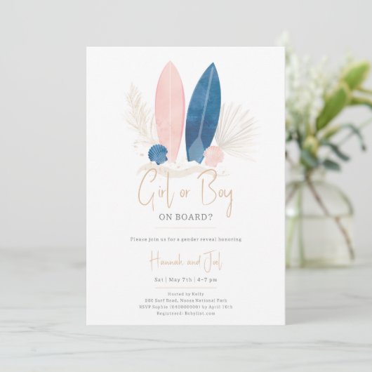 Aufdeckung des Kindes an Bord Einladung (Stehend Vorderseite)