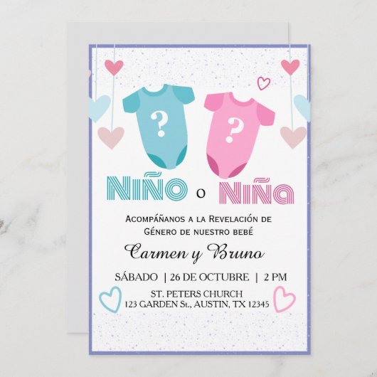 Aufdeckung des spanischen Geschlechts: Aufdeckung Einladung (Vorne/Hinten)