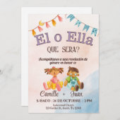 Aufdeckung des spanischen Geschlechts bei einem Ju Einladung (Vorne/Hinten)