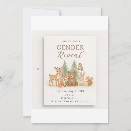 Aufdeckung einer Einladung von Tieren aus Holz (Vorderseite)