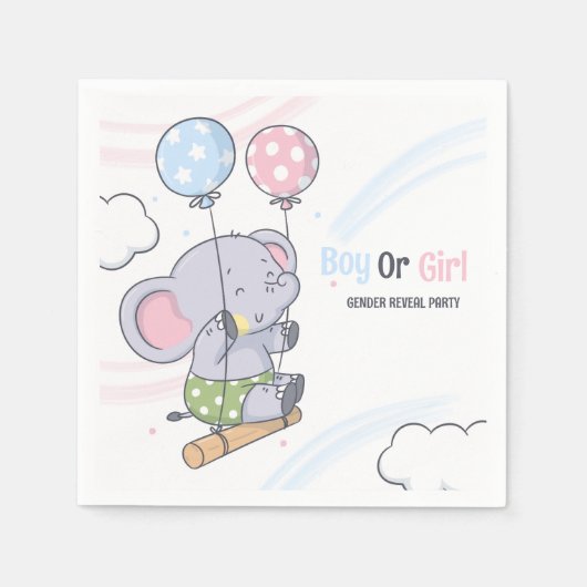 Aufdeckung eines Niedlichen Elefanten bei Jungen o Serviette (Vorderseite)