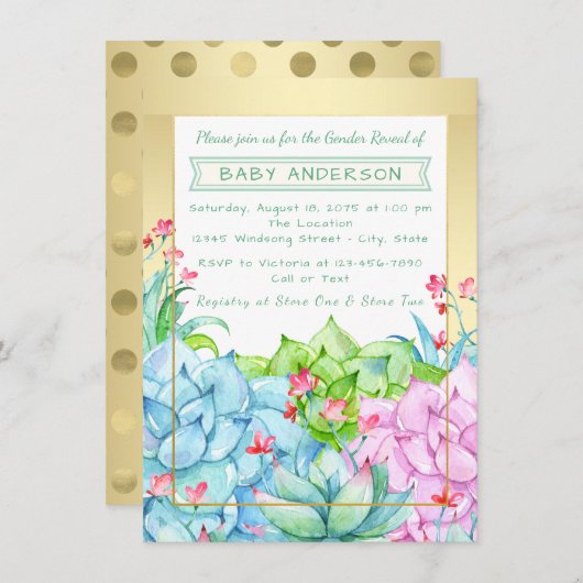 Aufdeckung von Einladungen für sukkulente Babydusc (Vorne/Hinten)