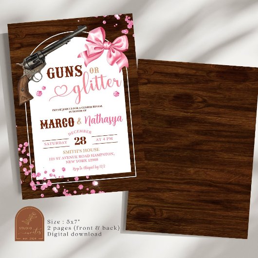 Aufdeckung von Gewehren oder Glitzer Einladung