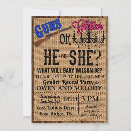 Aufdeckung von Gewehren oder Glitzer Einladung (Vorderseite)