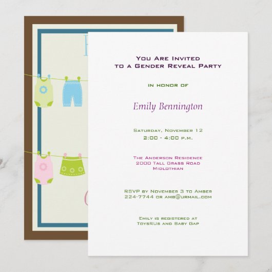 Aufdeckung von Party - Einladung (Vorne/Hinten)