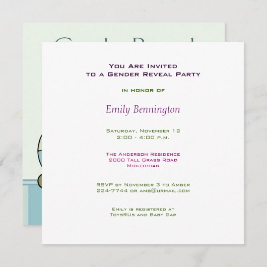 Aufdeckung von Party Einladung (Vorne/Hinten)