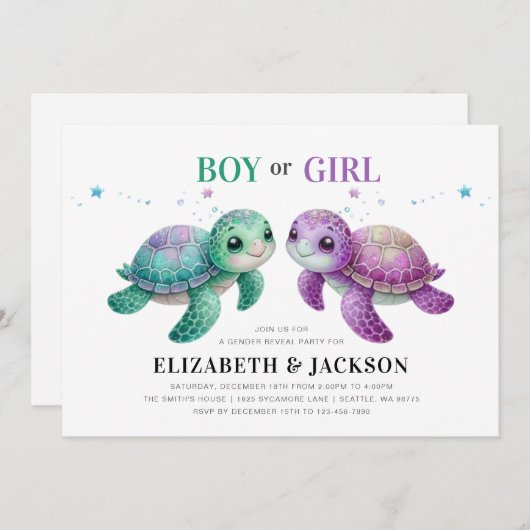 Aufdeckung von Seeschildkröten Einladung (Vorne/Hinten)