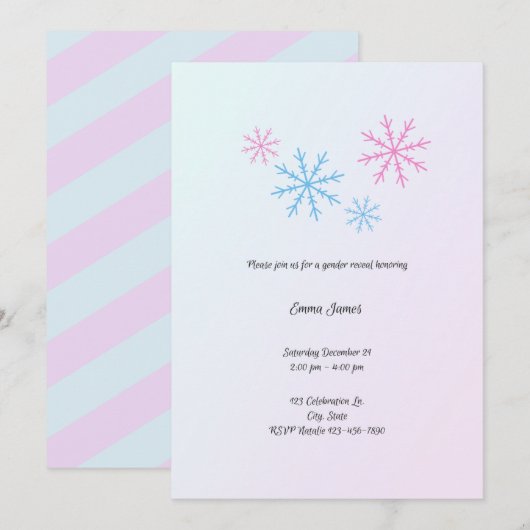Aufdeckung von Snowflake Gender Einladung (Vorne/Hinten)