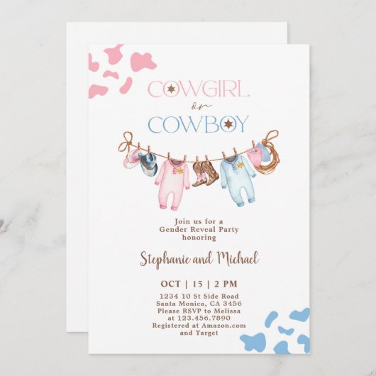 Aufdeckung von Stiefeln oder Bows Einladung (Vorne/Hinten)