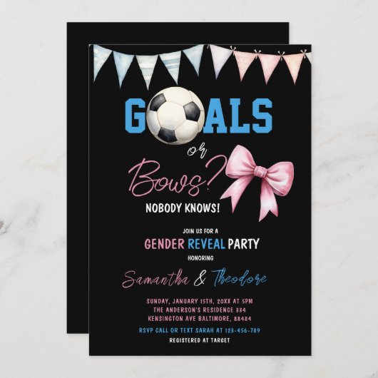 Aufdeckung von Zielen oder Bögen bei Jungen oder M Einladung (Vorne/Hinten)