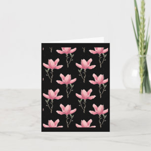 Aufdruck Aufkleber rosa Magnolienblüten  Karte