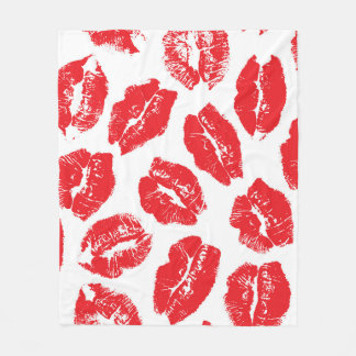 Aufdruck Kiss Roter Lippen: Nahtloser Vintage-Stil Fleecedecke